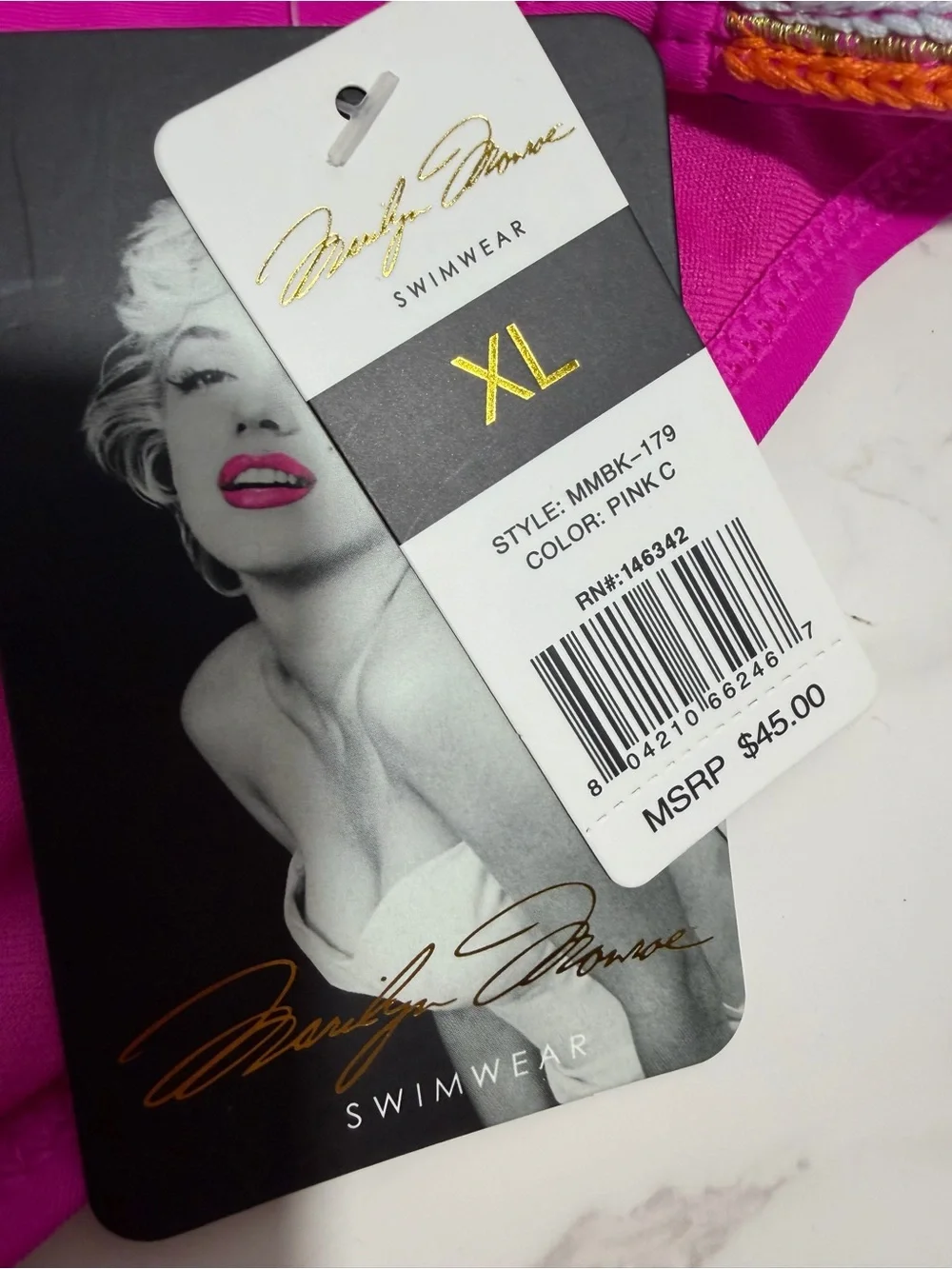 NWT Marilyn Monroe Halter Bandeau Bikini Set - Fuschia -- XL